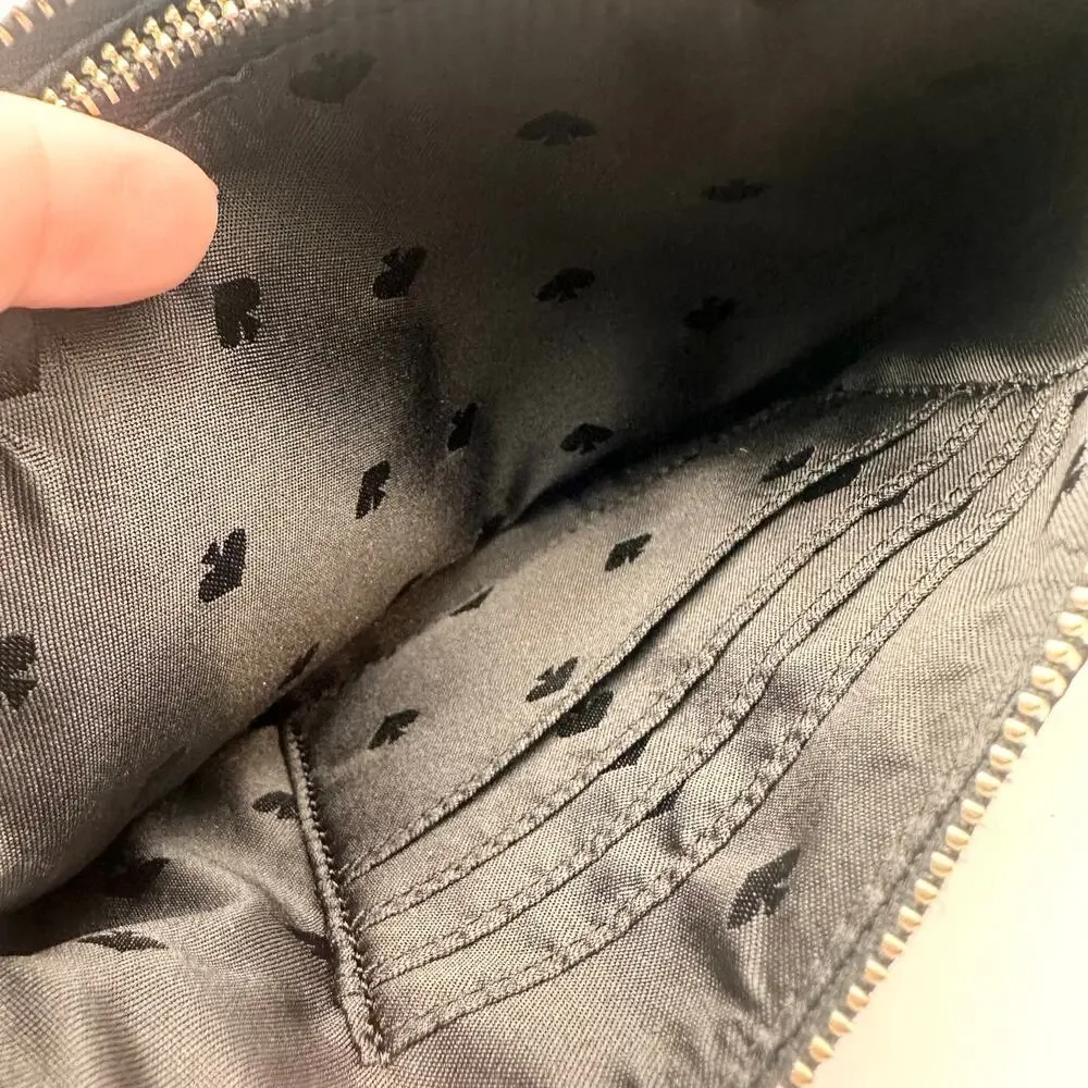 Kate Spade Jae Classic Black Nylon Double Zip Pocket Wristlet Wallet Pouch